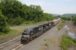 NS 9812 leads a train into Enola yard